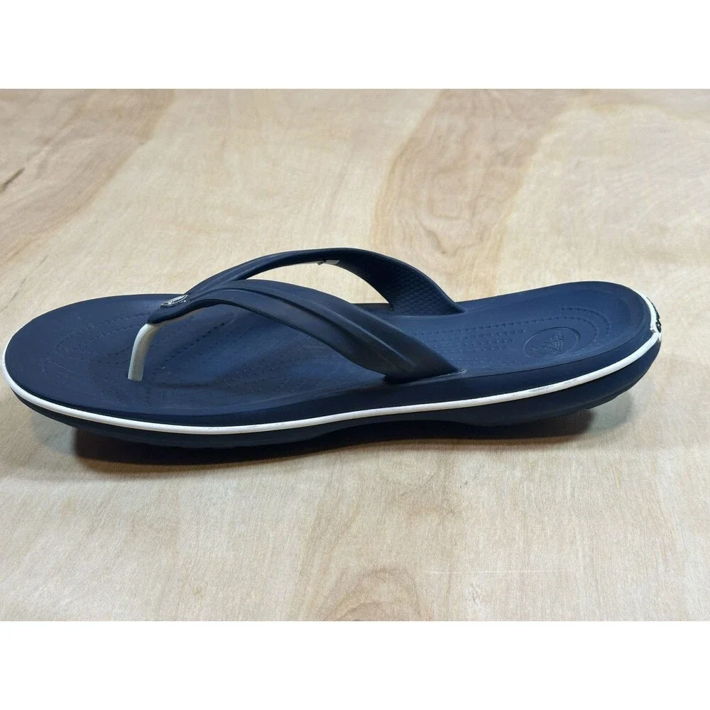 Crocs Crocband Flip Flops Sandals Mens 12 Navy Blue And White